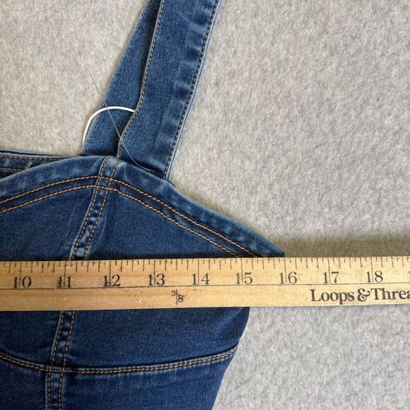 Brand New Love Trends Women's Size XS Blue Denim Zip Up Cropped Top Shirt - Picture 2 of 7